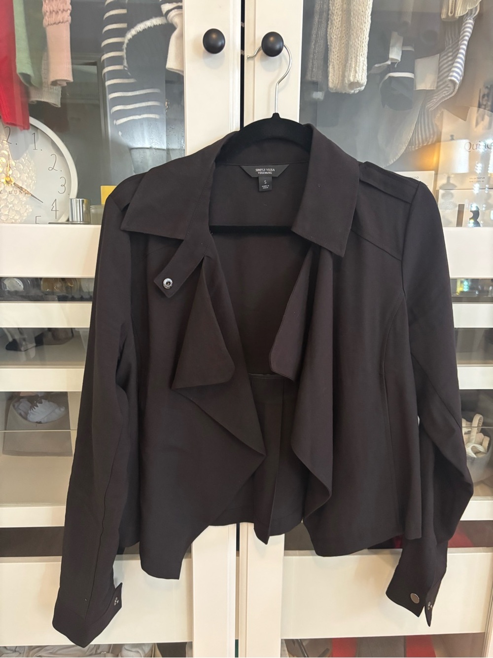 Simply Vera Vera Wang Black Draped Open-Front Jacket